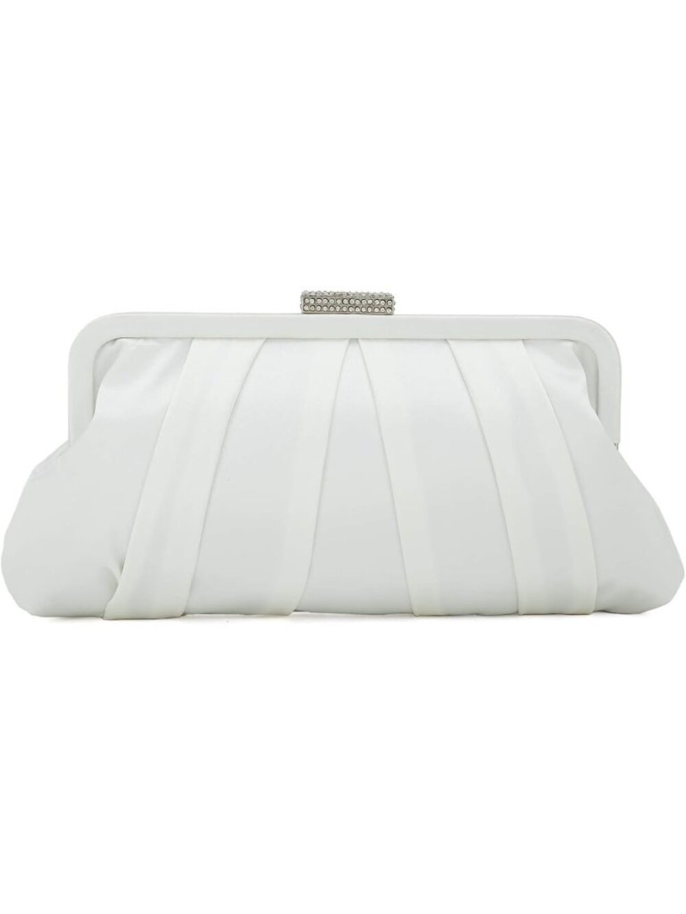 〽️Women's Ivory Classic Diamante Formal Pleated Satin Clutch Purse Evening Bag